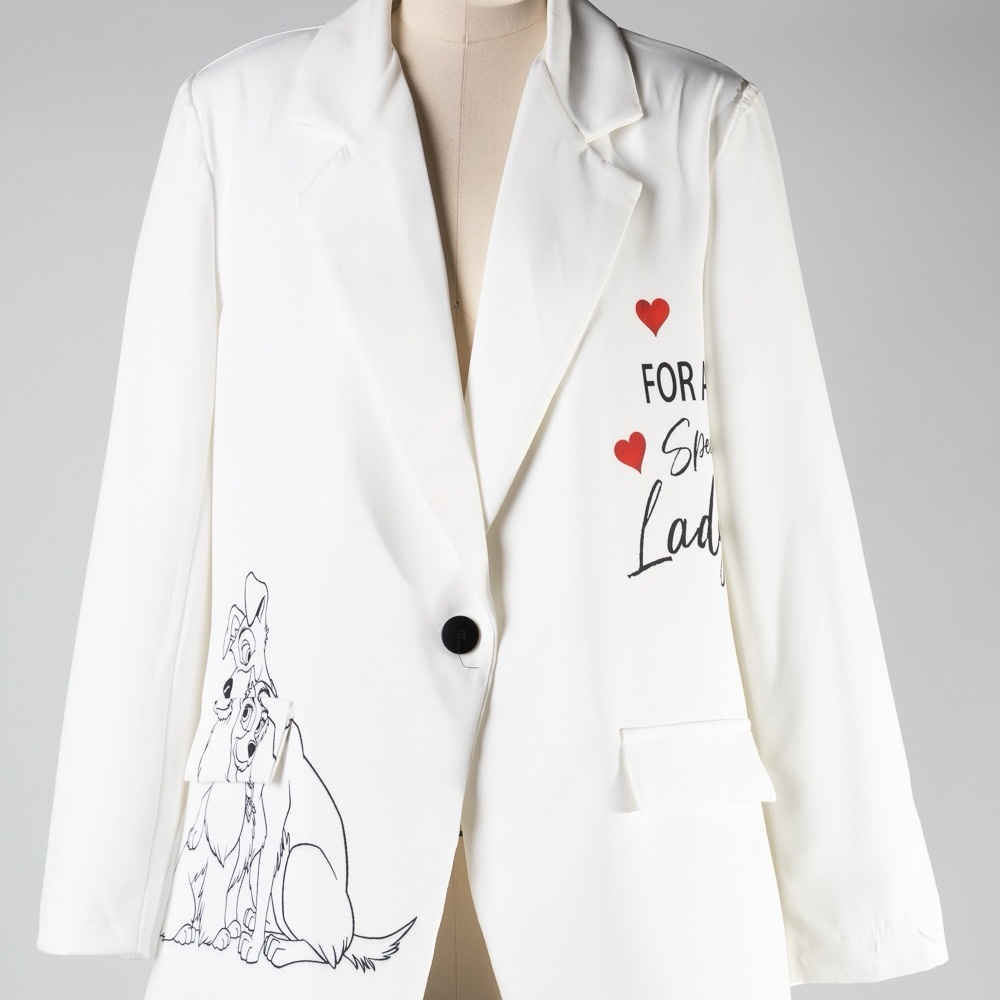 Lady and the tramp White Graphic Women's Blazer
